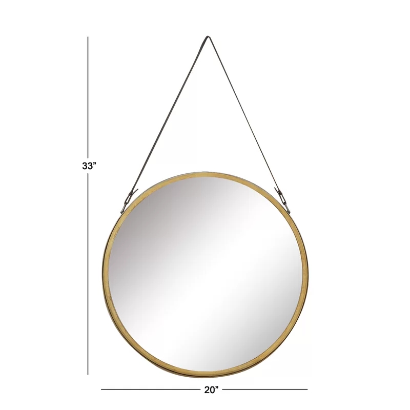 Black round metal wall mirror