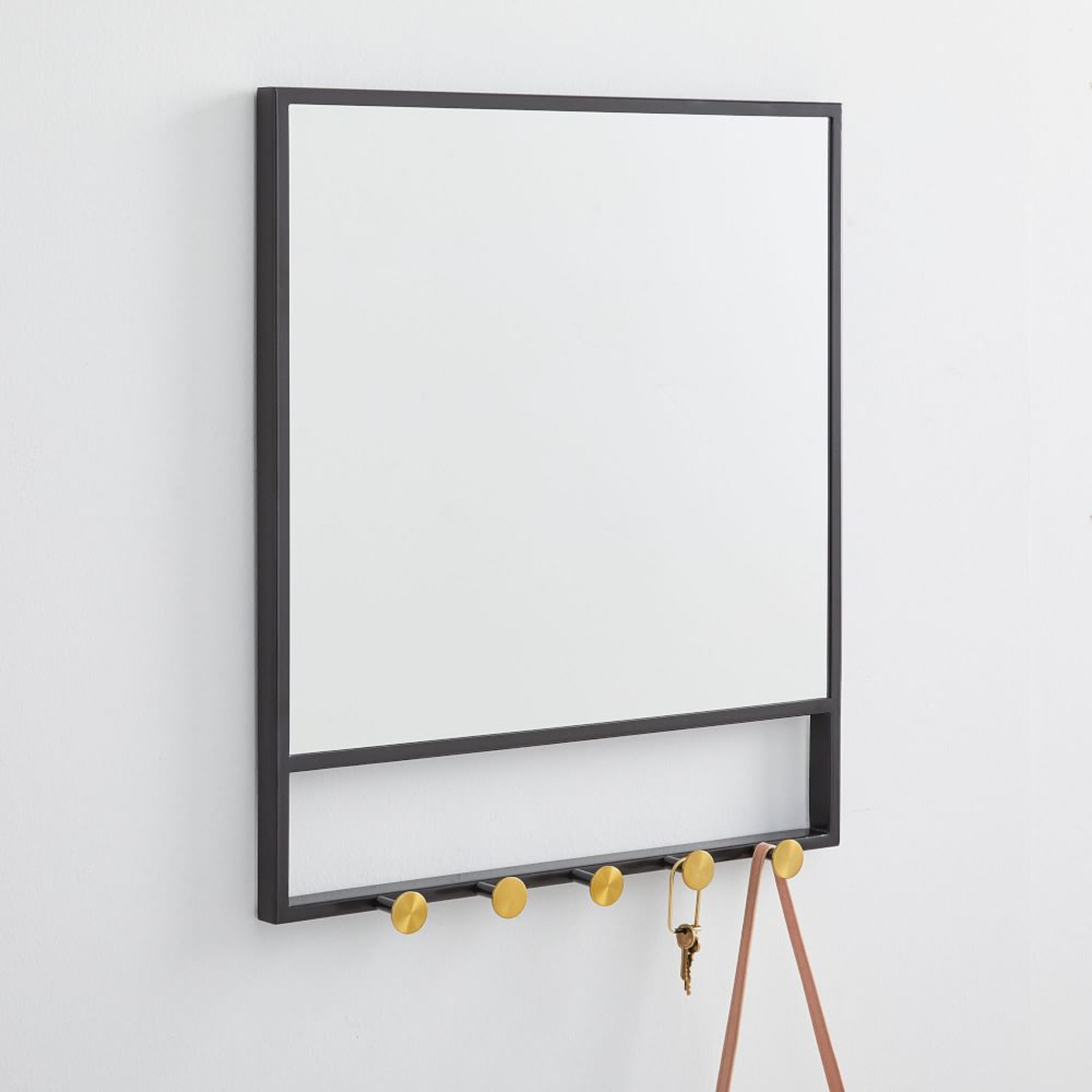 Matt black square mirror