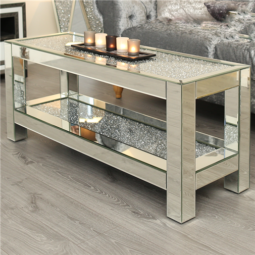 Crystal mirror coffee table
