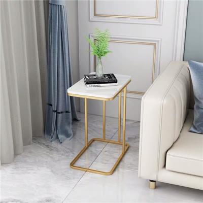 L marble side table