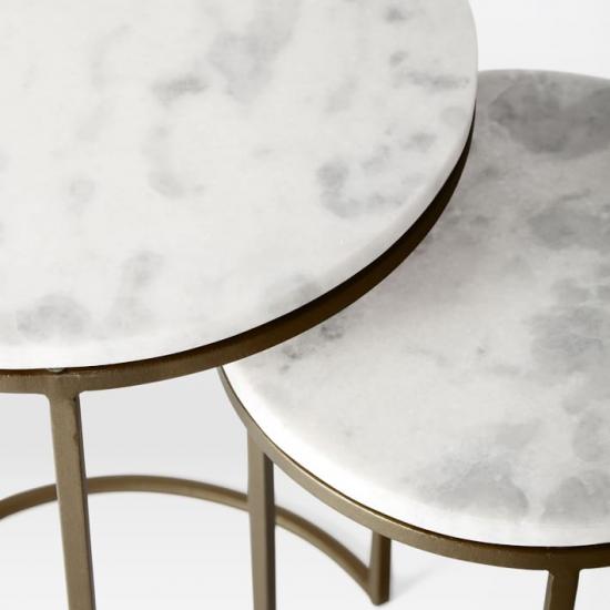 Round nesting marble coffee table