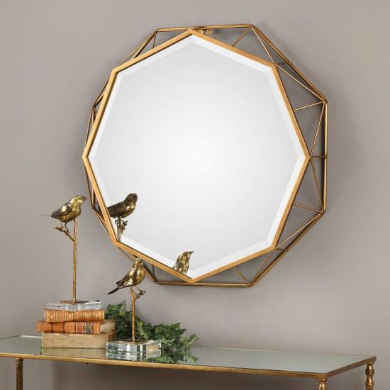 Gold wall mounted mirror