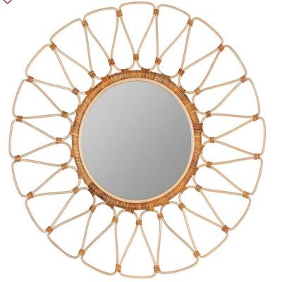 Decorative rattan mirror